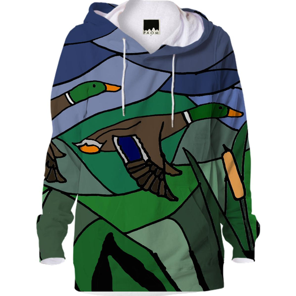 Mallard Ducks in Flight Abstract Hoodie