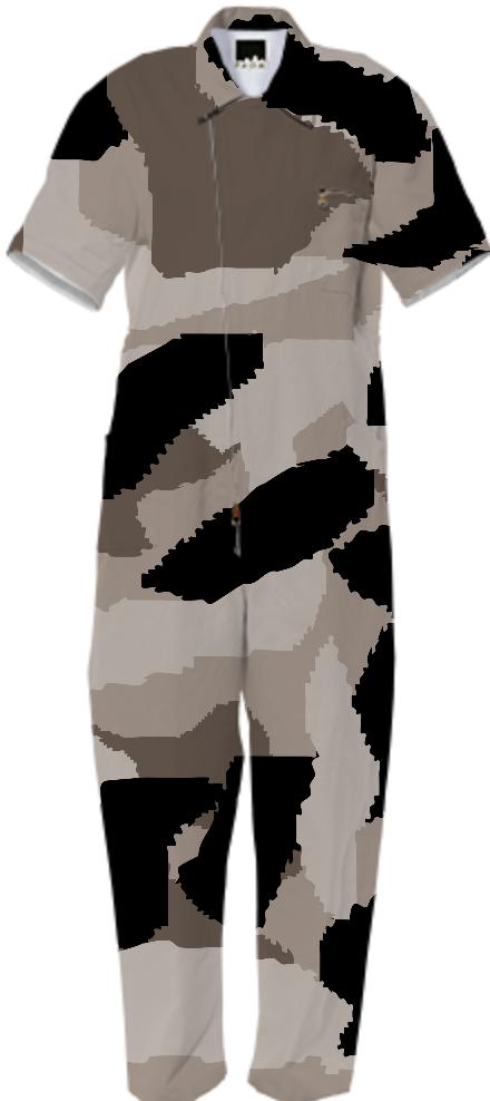 Beige Camouflage Design Jumpsuit