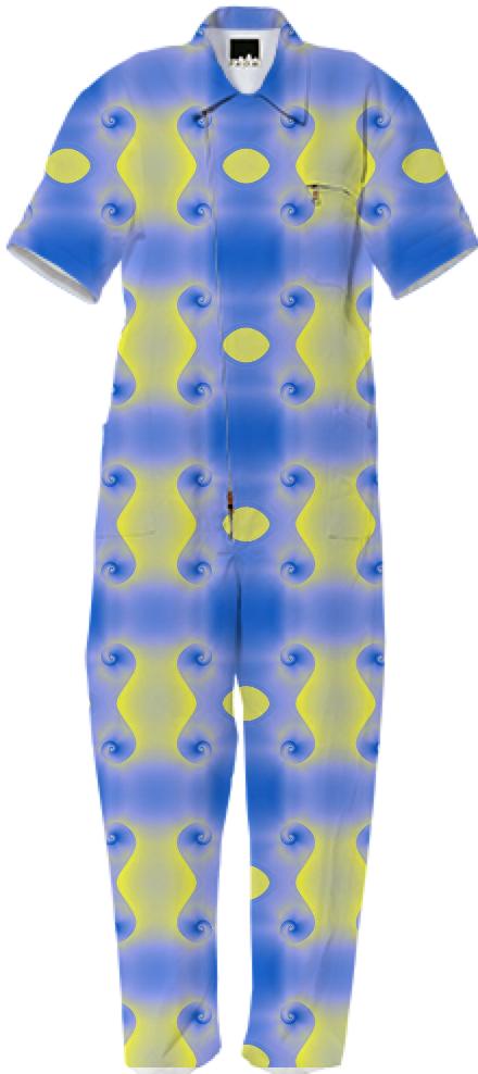 Blue and Yellow Curvy Print