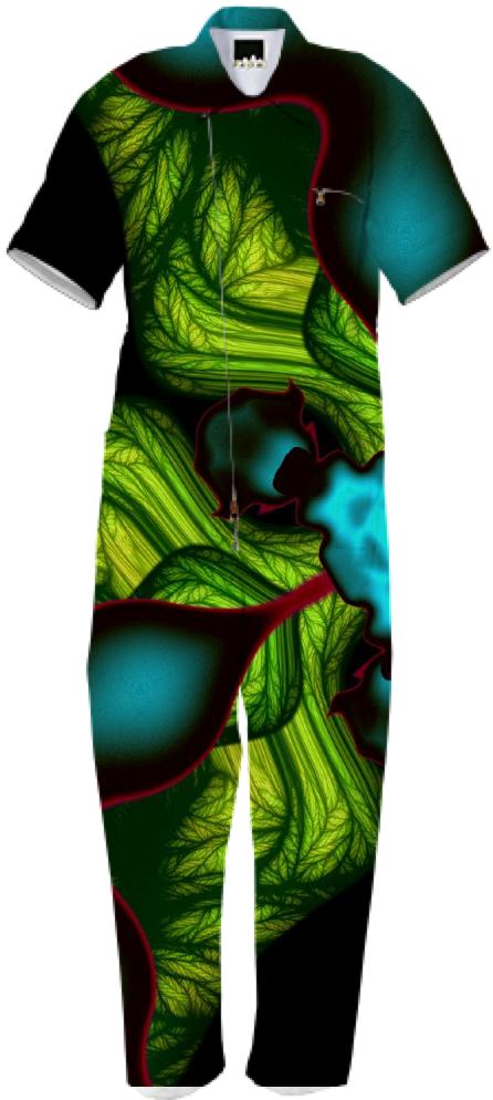 Demon Shadows Abstract Fractal Emerald and Yellow Mask