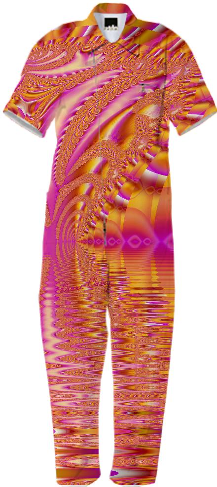 Golden Pink Fiesta Abstract Fractal Ocean Ripples