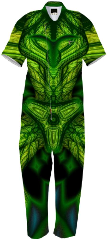 Green Man Goblin Abstract Emerald and Gold Mask