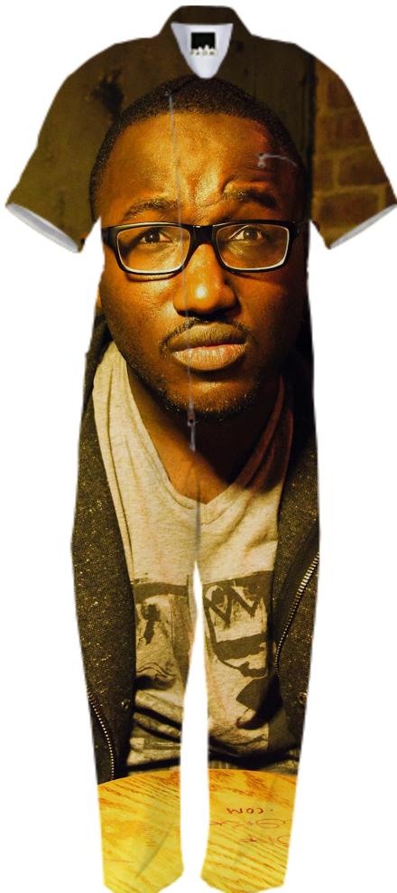 HANNIBAL BURESS FACE ON AN AWESOME JUMPSUIT