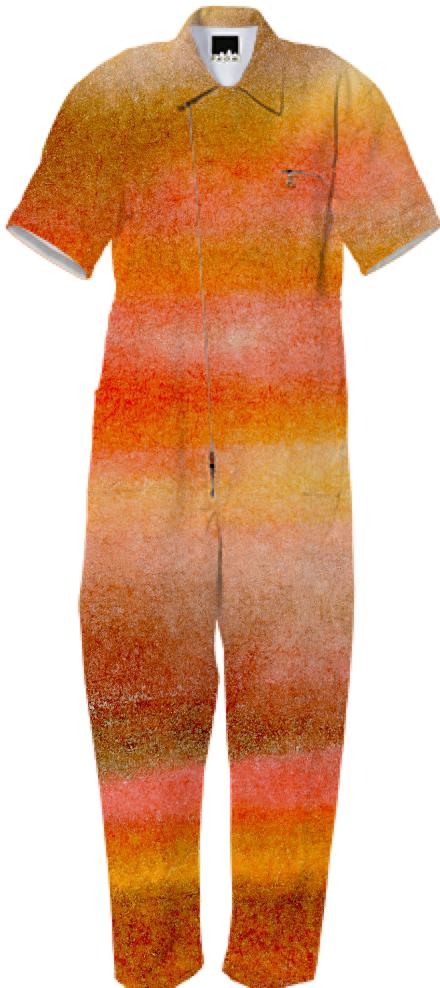 Orange Gold and Brown Watercolor Jumpsuit