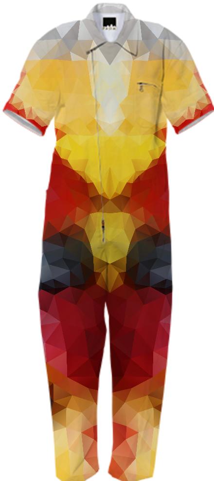 POLYGON TRIANGLES PATTERN GREEN YELLOW RED FRUITS ABSTRACT POLYART GEOMETRIC