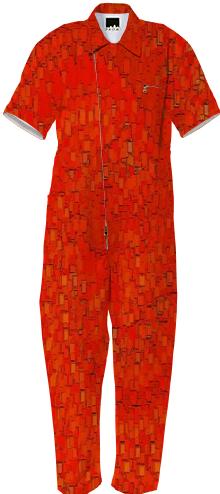 Red Pixelized Pattern Jumpsuit