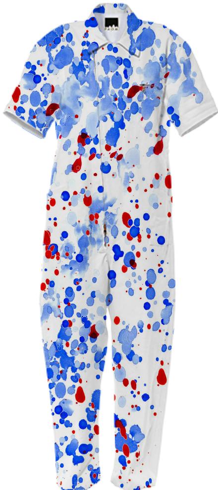 Red White and Blue Paint Spatters Jumpsuit