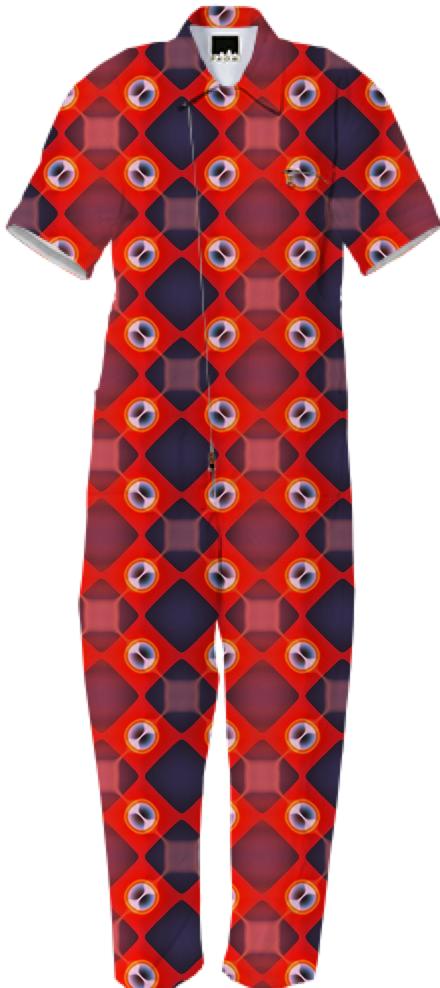 Red White and Blue Patterned Jumpsuit
