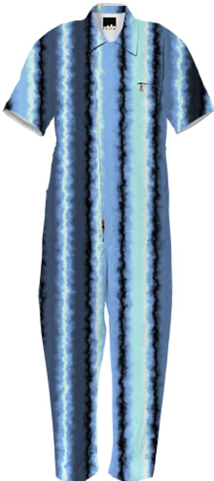 Watery Blue Stripes Jumpsuit