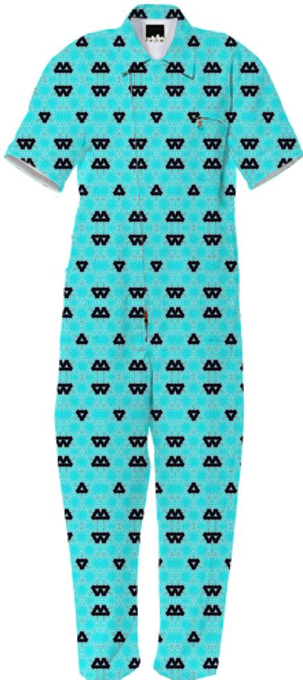 Whisical turquoise and black patterned jumpsuit