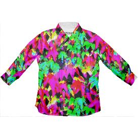 Colorful Abstract Leaves Kids Button Down