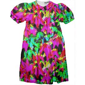 Colorful Abstract Leaves Kids Party Dress