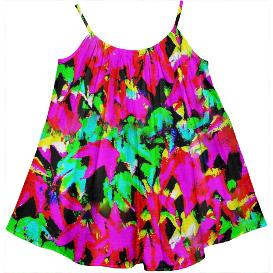 Colorful Abstract Leaves Kids Tent Dress