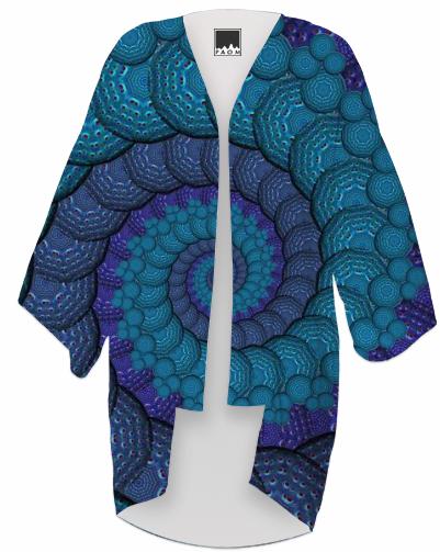 Blue Fractal Spiral Kimono