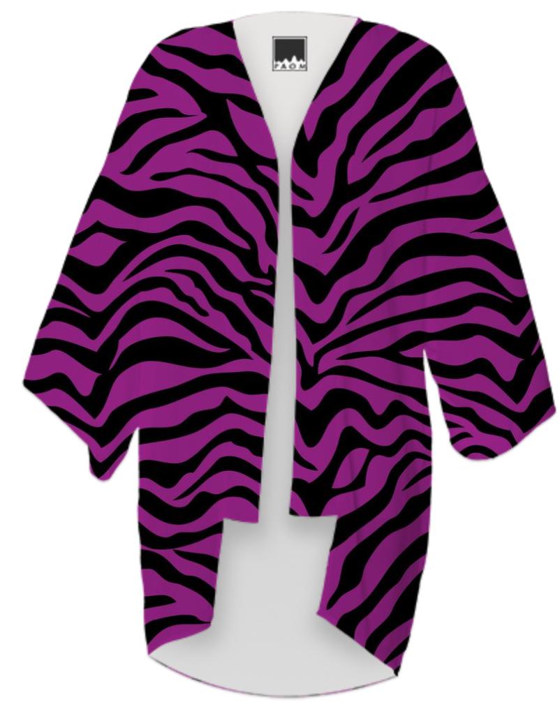 Purple and Black Zebra Print Kimono