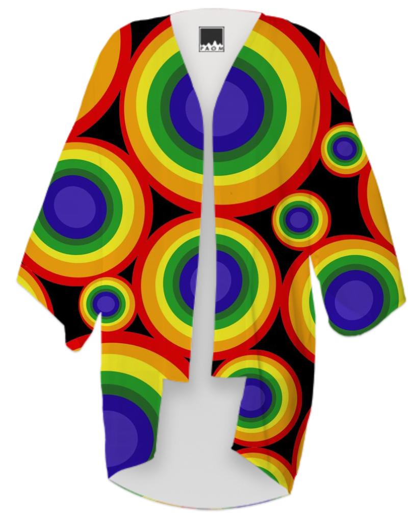Retro Rainbow Circles Kimono