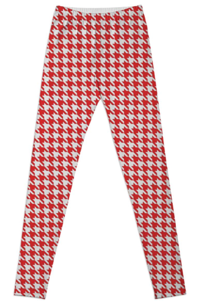 Red and White Houndstooth Leggings