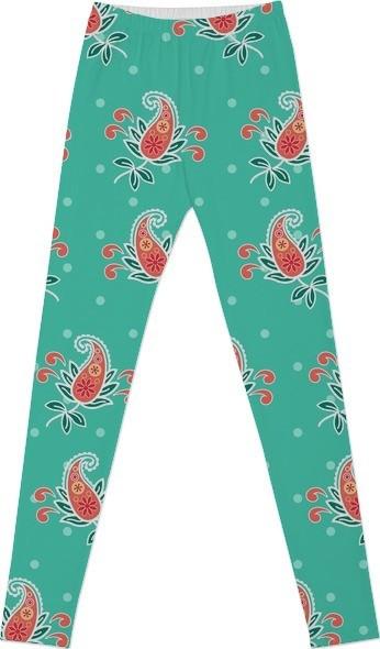 Gorgeous Aqua and Coral Paisley