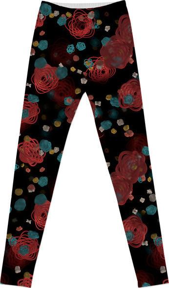 Sprouted Spirals Red and Blue Leggings