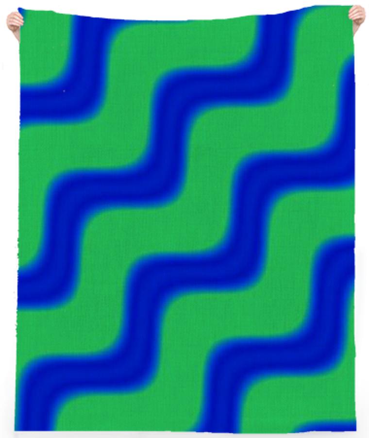 Blue and Green Waves Beach Towel