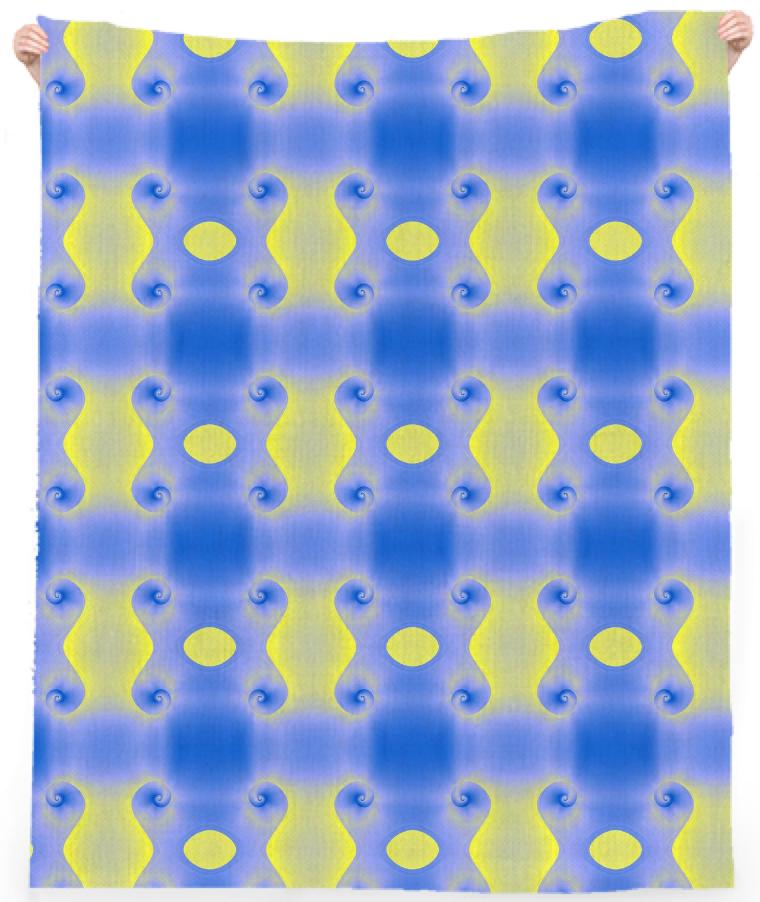 Blue and Yellow Spirals Beach Towel