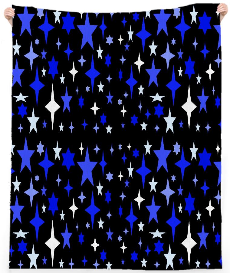 Blue Atomic Star Pattern Beach Towel