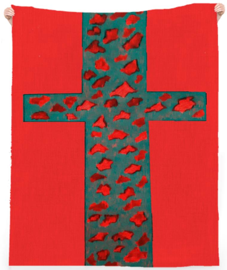 Coral Teal Cross