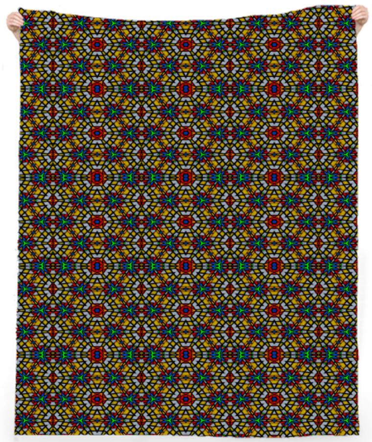 Image 1626 Yellow Stain Glass Small Geometric Print Beach Towel