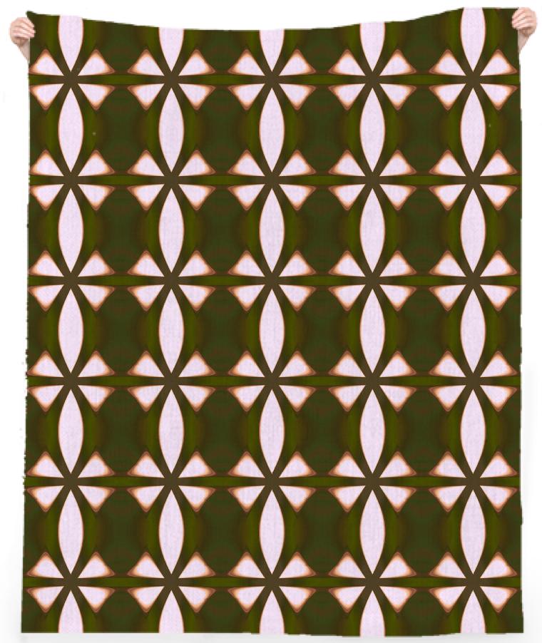 Olive Green and White Patterned Beach Towel
