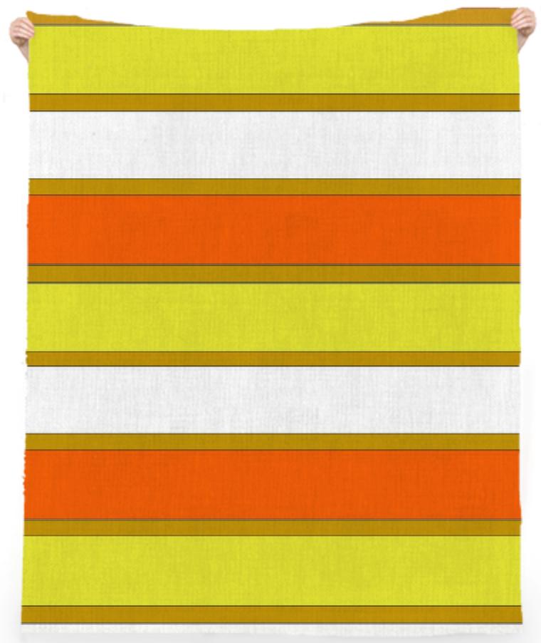 Orange white and yellow striped beach towel