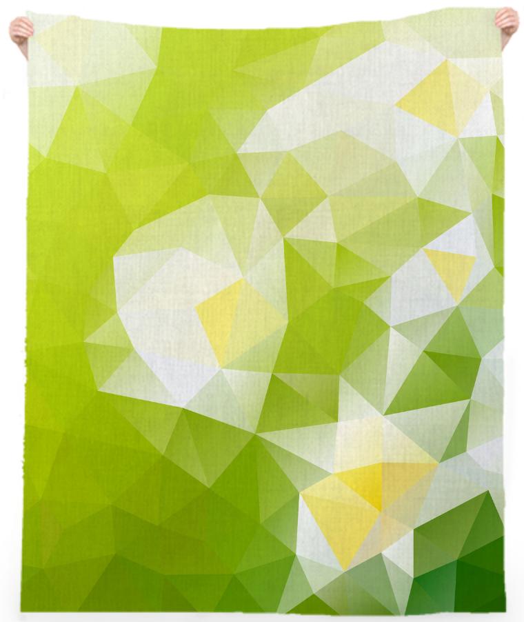 POLYGON TRIANGLES PATTERN GREEN YELLOW CAMOMILE ABSTRACT POLYART GEOMETRIC FLOWERS