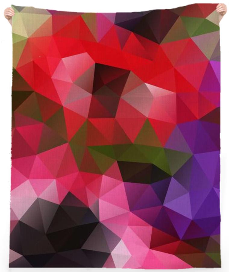 POLYGON TRIANGLES PATTERN RED FLOWER GREEN ABSTRACT POLYART GEOMETRIC