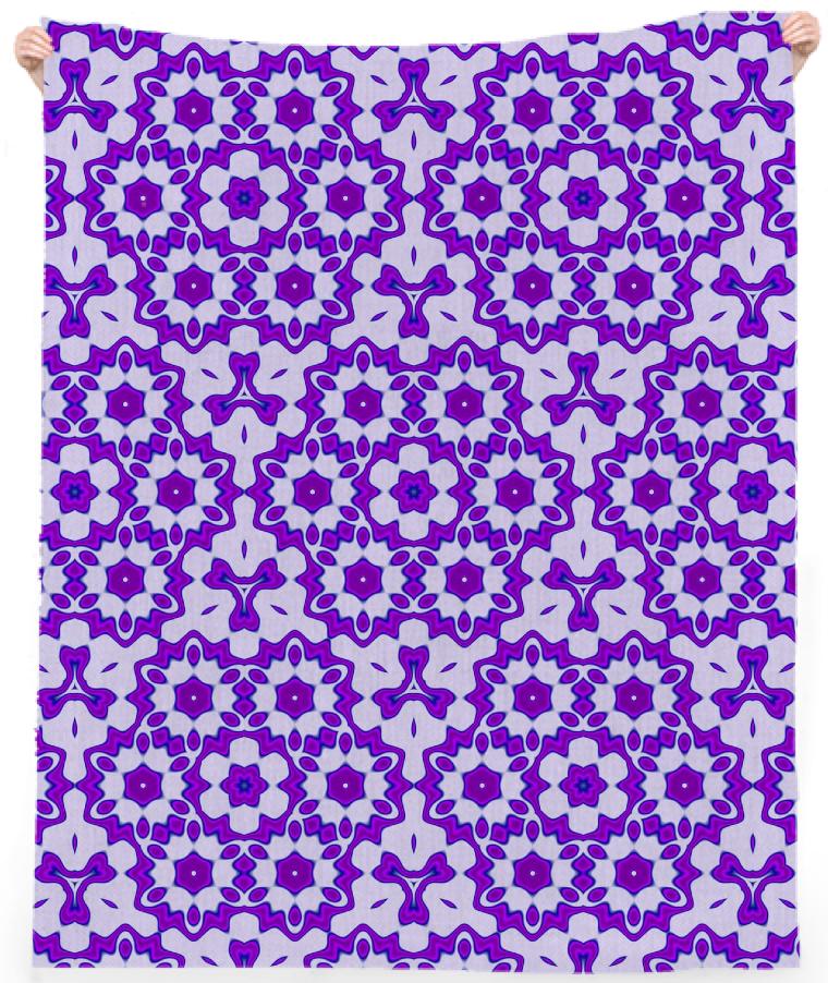 Purple Tile Pattern Beach Towel