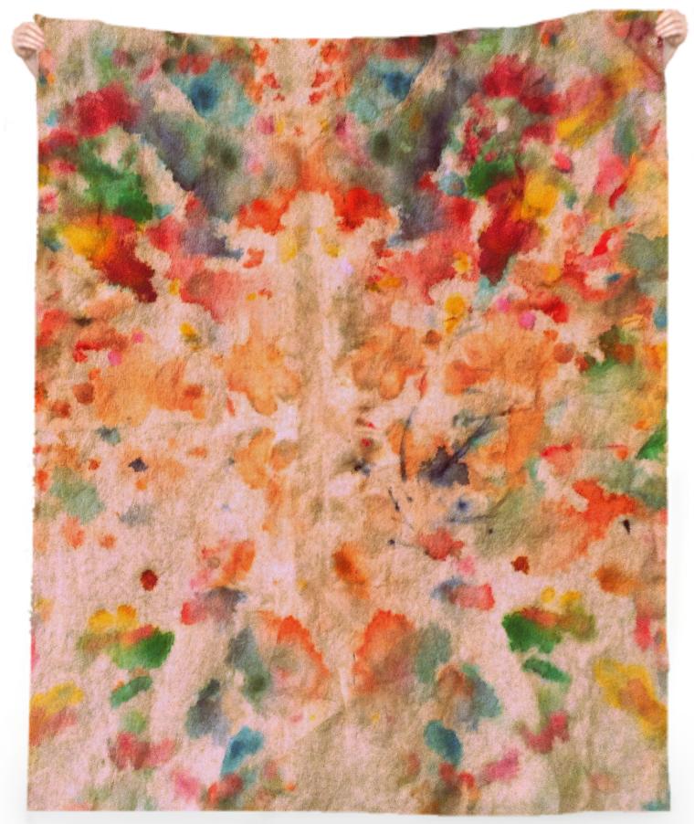 Rainbow Rorschach Linen Beach Towel by Precious Beast
