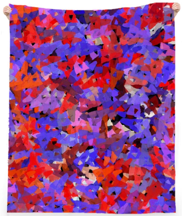 Red and Blue Torn Scraps Beach Towel