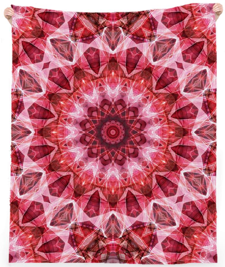 Red Mandala Linen Beach Towel