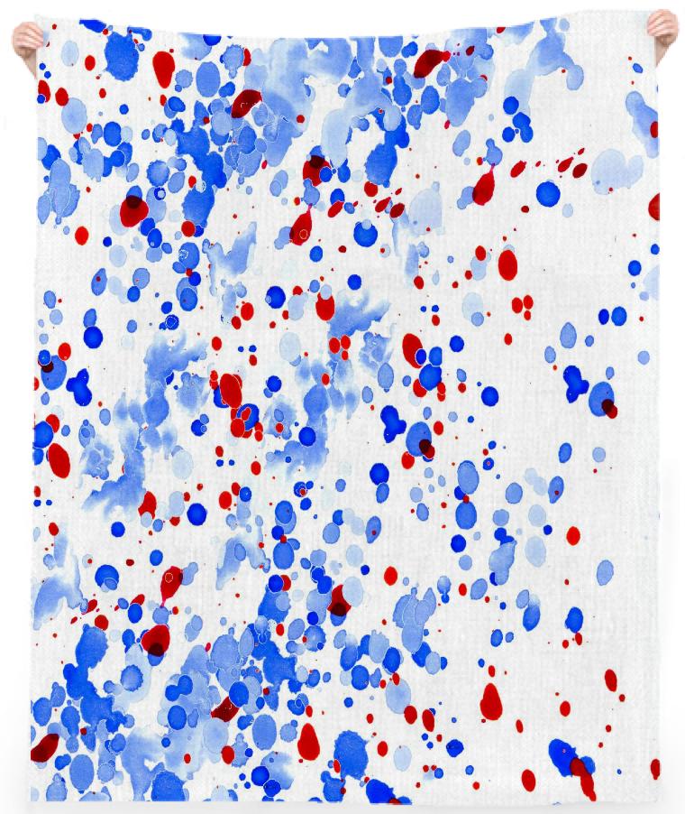 Red White and Blue Spatter Paint Beach Towel