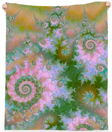 Rose Forest Green Abstract Fractal Swirl Dance