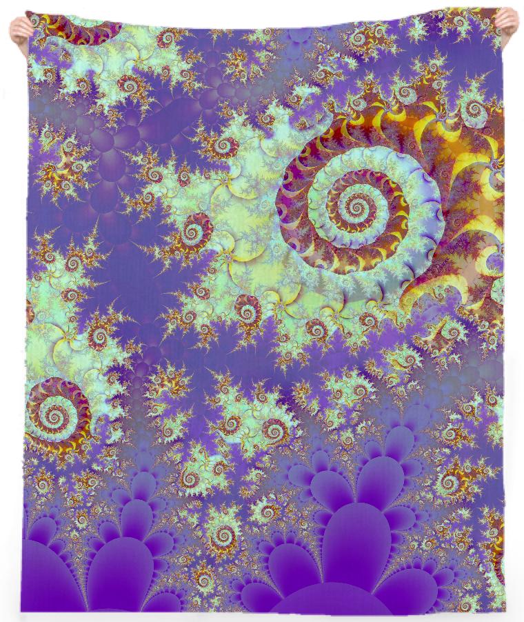 Sea Shell Spiral Abstract Violet Cyan Stars