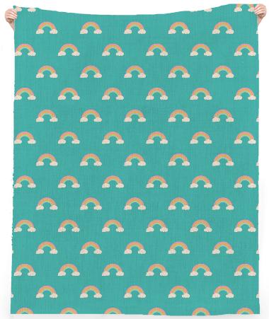 Teal Retro Rainbow Small Pattern Linen Beach Towel