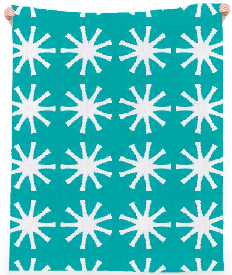 Turquoise and White Patterned Beach Towel