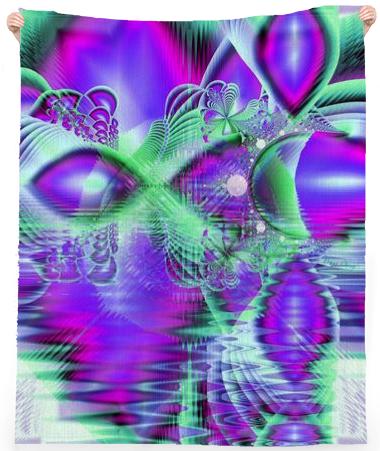 Violet Peacock Feathers Abstract Fractal Crystal Mint Green