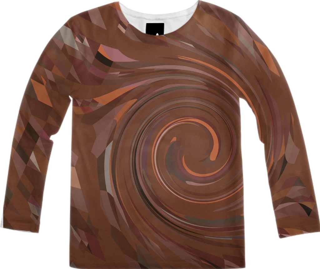 Abstract 363 Brown Spiral Long Sleeve Shirt