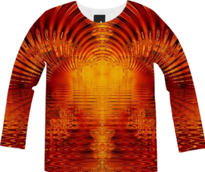 Abstract Fractal Golden Red Tunnel of Light