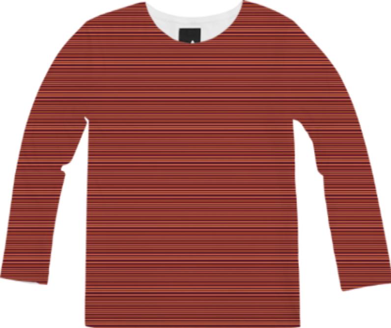 Autumn Wine and Brown Stripe Long Sleeve T