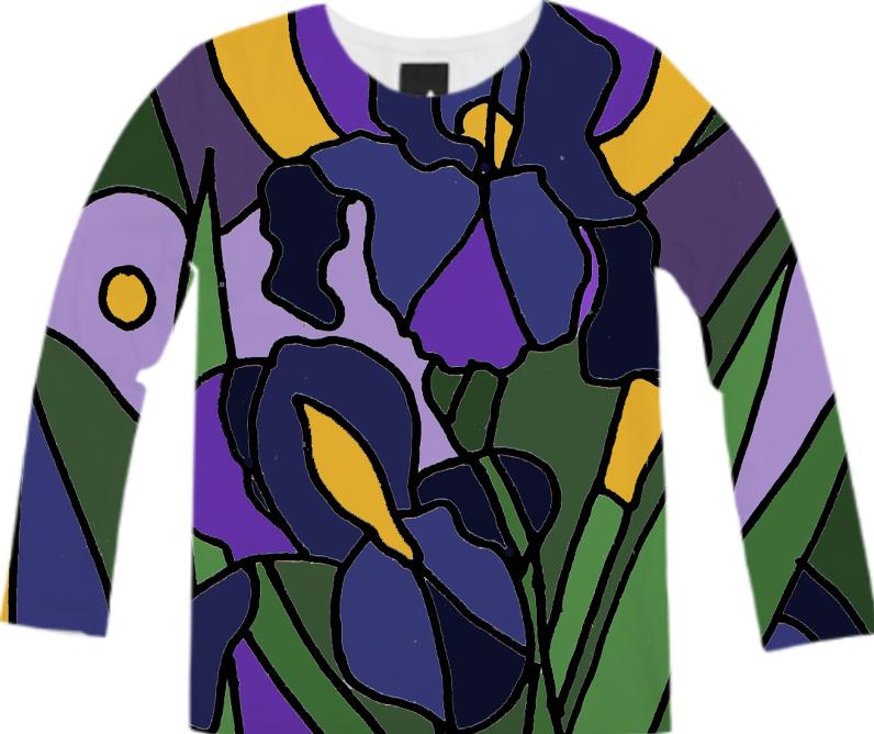 Blue Iris Floral Abstract Shirt