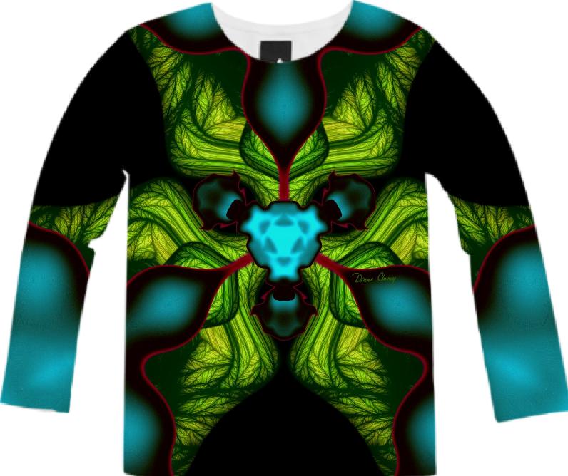 Demon Shadows Abstract Fractal Emerald and Yellow Mask