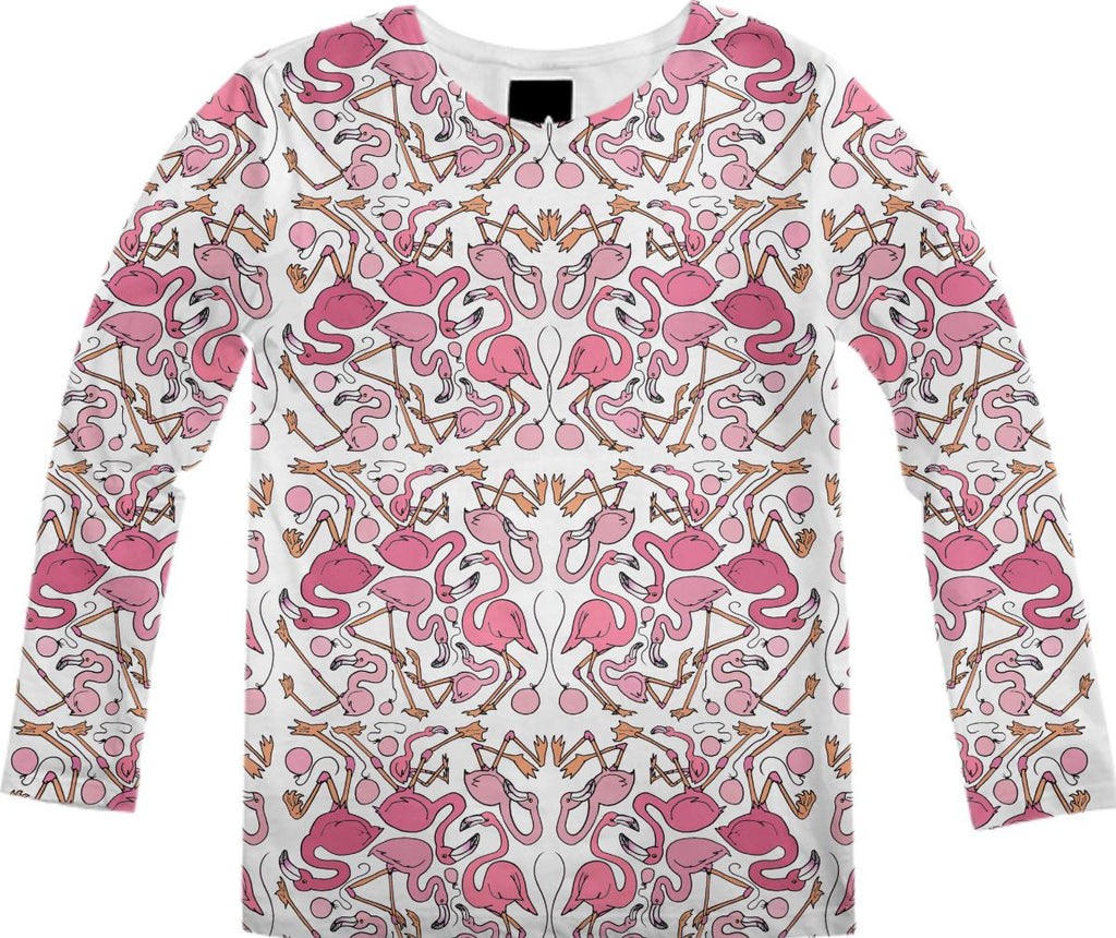 Flamingos and Balloons Long Sleeve Shirt