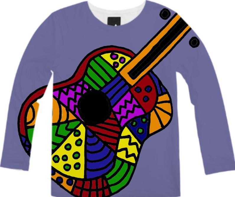 Fun Colorful Folk Art Guitar Shirt
