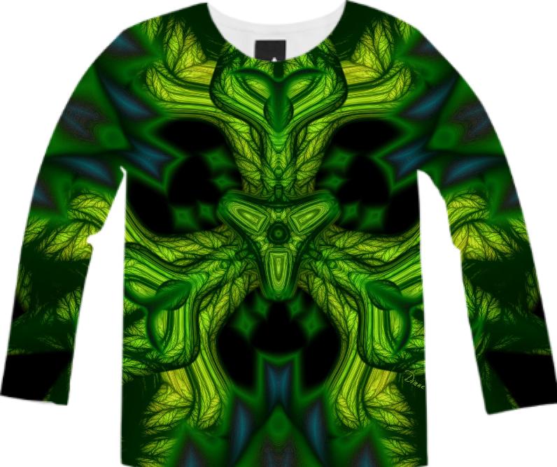 Green Man Goblin Abstract Emerald and Gold Mask